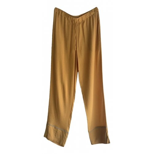 Pre-owned Marni Silk Straight Pants In Yellow