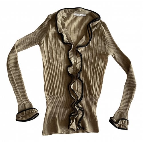 Pre-owned Anne Fontaine Wool Cardigan In Beige