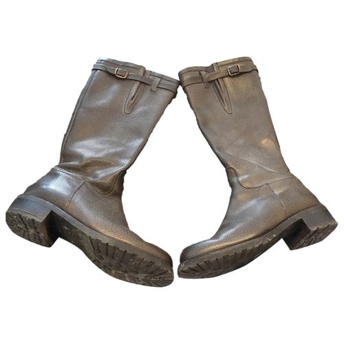 Pre-owned Paraboot Leather Riding Boots In Grey