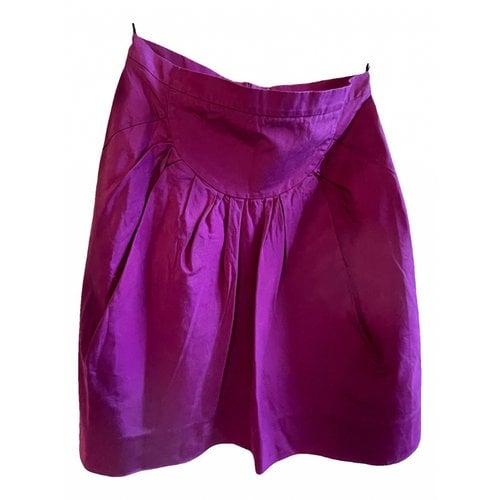 Pre-owned Miu Miu Silk Mid-length Skirt In Purple