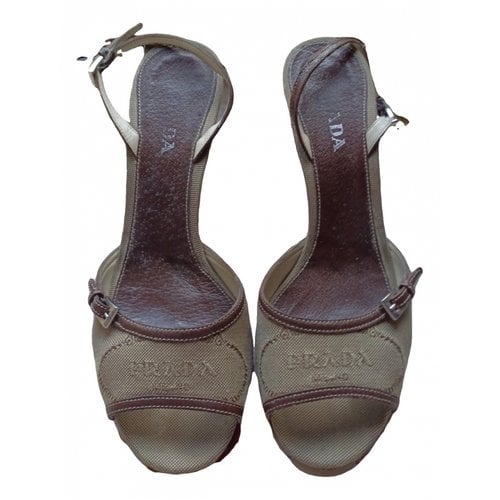 Pre-owned Prada Flame Cloth Sandals In Brown