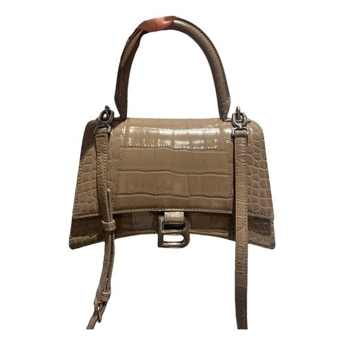 Pre-owned Balenciaga Hourglass Leather Handbag In Beige