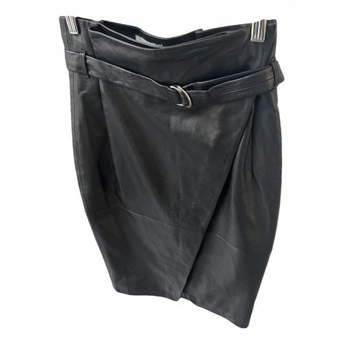 Pre-owned Berenice Leather Skirt In Black