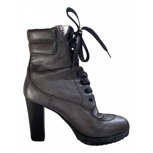 Pre-owned Hogan Leather Ankle Boots In Metallic