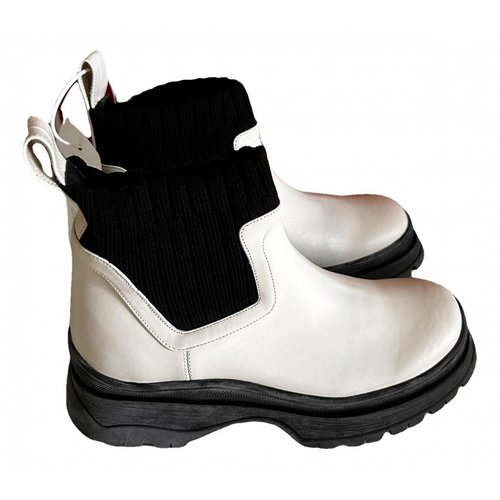 Pre-owned Staud Leather Boots In White