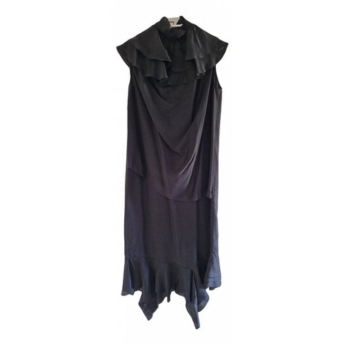Pre-owned Jw Anderson Silk Mid-length Dress In Black