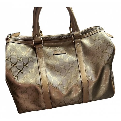 Pre-owned Gucci Boston Leather Handbag In Gold