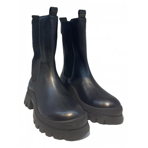 Pre-owned Dsquared2 Leather Biker Boots In Black
