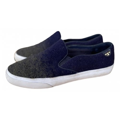 Pre-owned Tory Burch Cloth Trainers In Navy