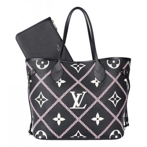 Pre-owned Louis Vuitton Neverfull Leather Tote In Black