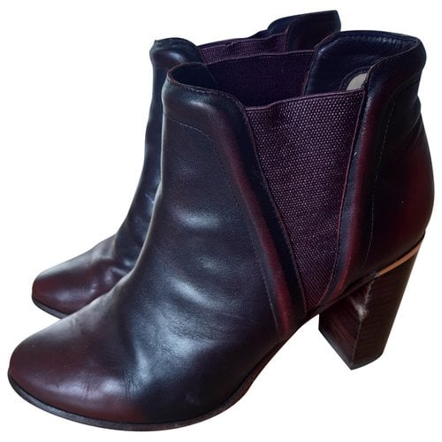 Pre-owned Ted Baker Leather Boots In Burgundy