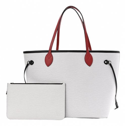 Pre-owned Louis Vuitton Neverfull Leather Tote In White
