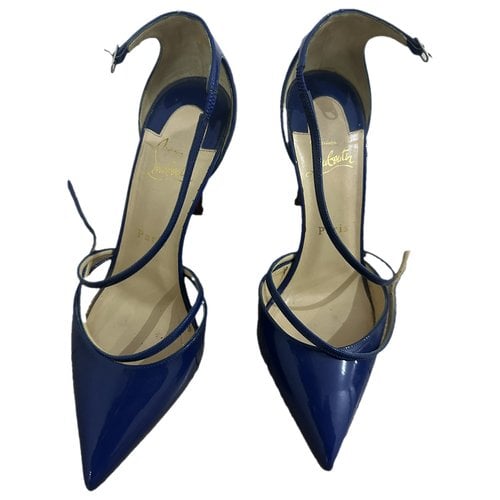 Pre-owned Christian Louboutin Pigalle Patent Leather Heels In Blue