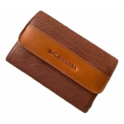 Pre-owned Balenciaga Leather Card Wallet In Brown