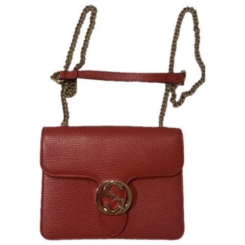 Pre-owned Gucci Interlocking Leather Crossbody Bag In Red
