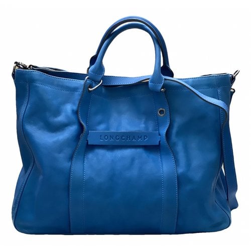 Pre-owned Longchamp 3d Leather Tote In Blue