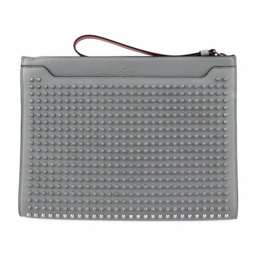 Pre-owned Christian Louboutin Leather Clutch Bag In Grey