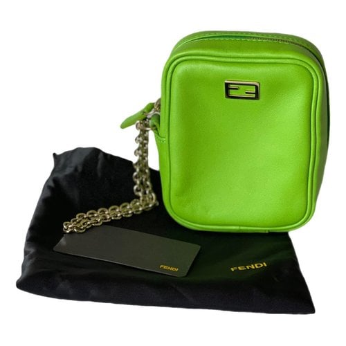 Pre-owned Fendi Leather Clutch Bag In Green