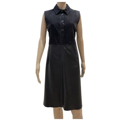 Pre-owned Max Mara Leather Mid-length Dress In Blue