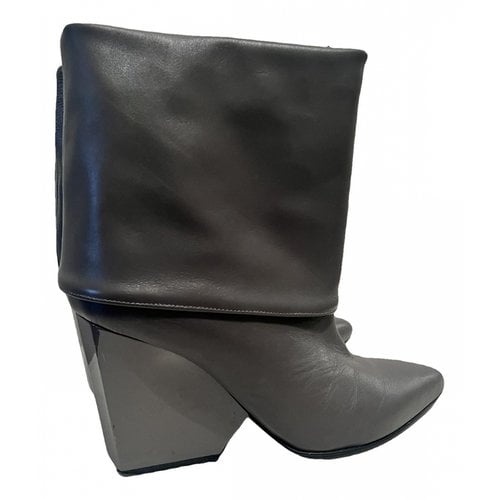 Pre-owned Raoul Leather Ankle Boots In Grey