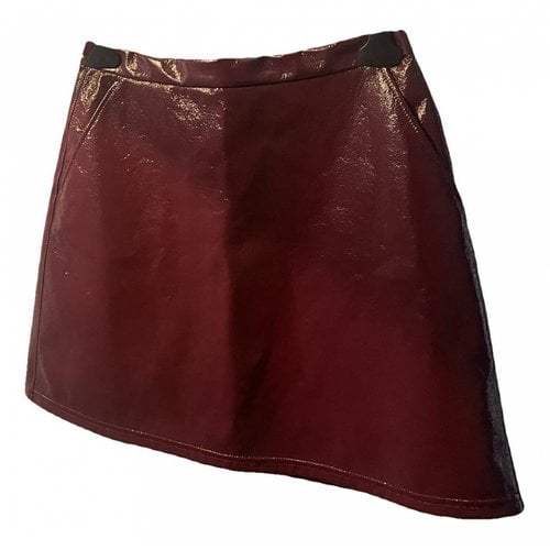 Pre-owned Max & Co Vinyl Mini Skirt In Burgundy