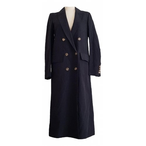 Pre-owned Burberry Linen Trench Coat In Black