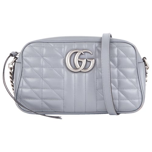 Pre-owned Gucci Gg Marmont Leather Crossbody Bag In Grey