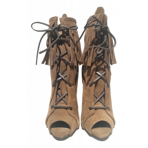 Pre-owned Giuseppe Zanotti Open Toe Boots In Brown