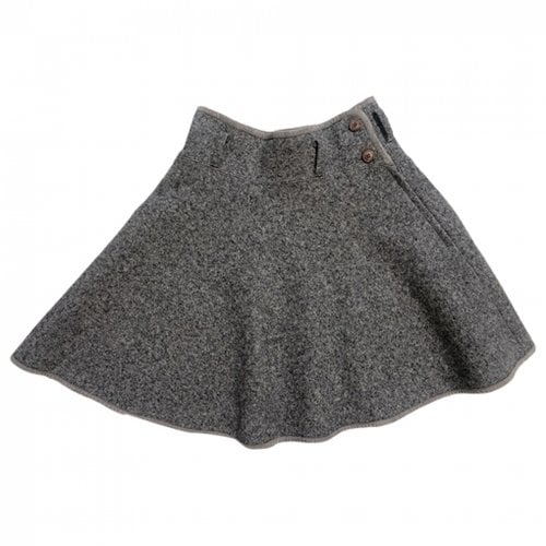 Pre-owned Issey Miyake Wool Mini Skirt In Grey