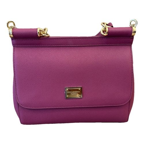 Pre-owned Dolce & Gabbana Sicily Leather Handbag In Purple