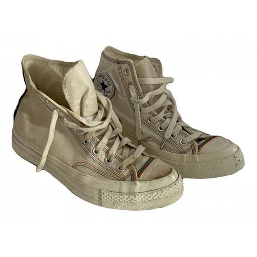 Pre-owned Converse Cloth Trainers In Beige