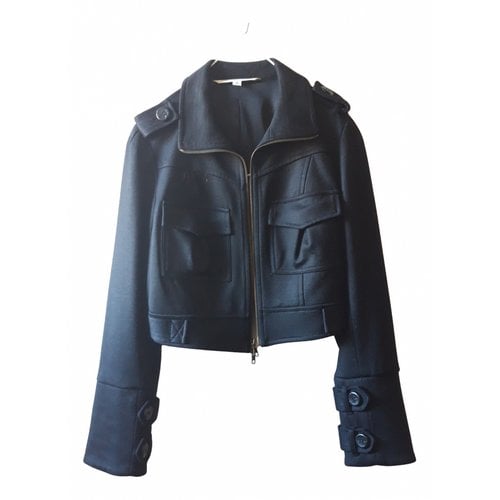 Pre-owned Diane Von Furstenberg Wool Biker Jacket In Black