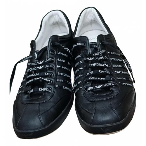 Pre-owned Giorgio Armani Leather Flats In Black