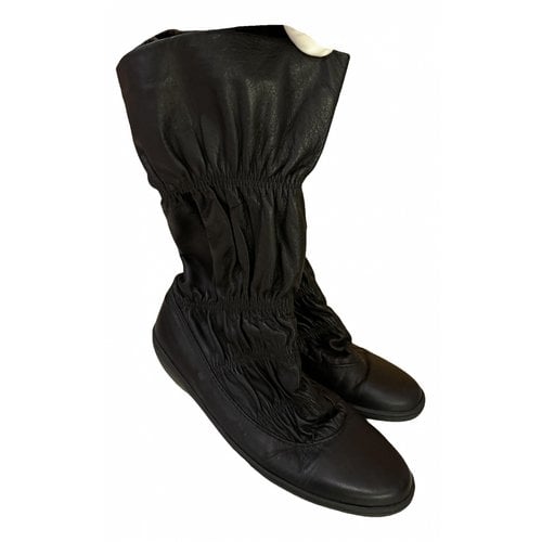 Pre-owned Issey Miyake Leather Boots In Black