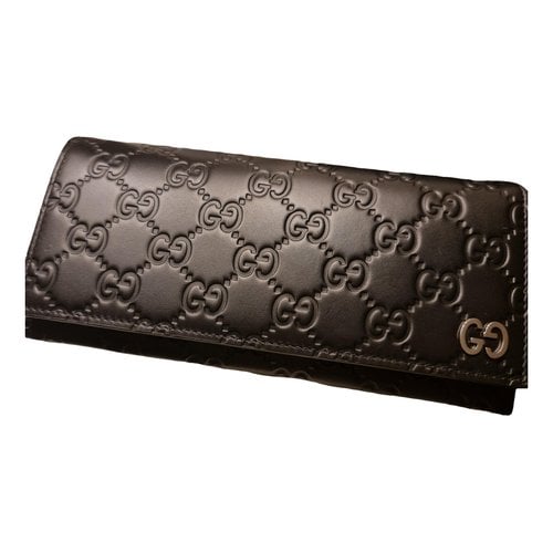 Pre-owned Gucci Continental Leather Wallet In Black