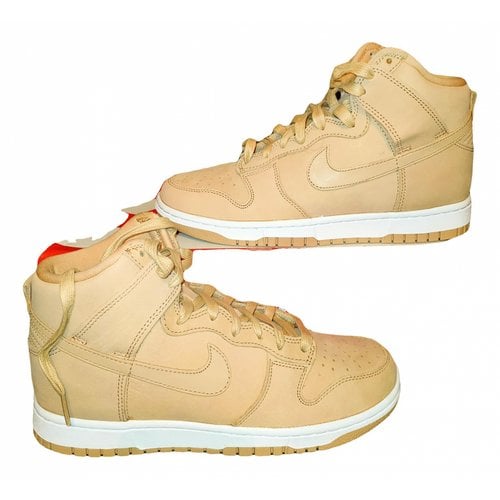 Pre-owned Nike Leather Lace Up Boots In Beige
