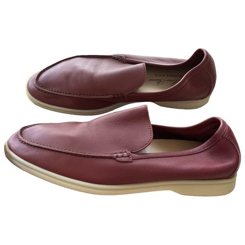Pre-owned Loro Piana Leather Flats In Burgundy