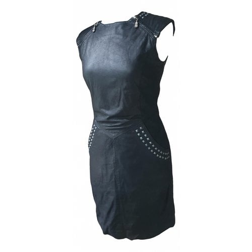 Pre-owned Ted Baker Leather Mini Dress In Black