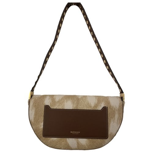 Pre-owned Burberry Olympia Pony-style Calfskin Handbag In Beige