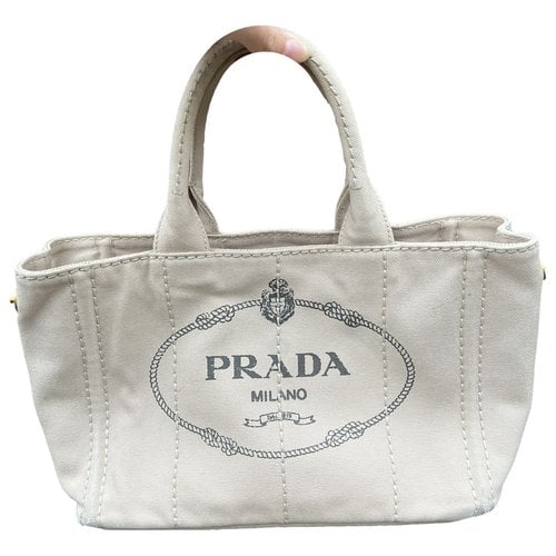 Pre-owned Prada Cloth Handbag In Beige