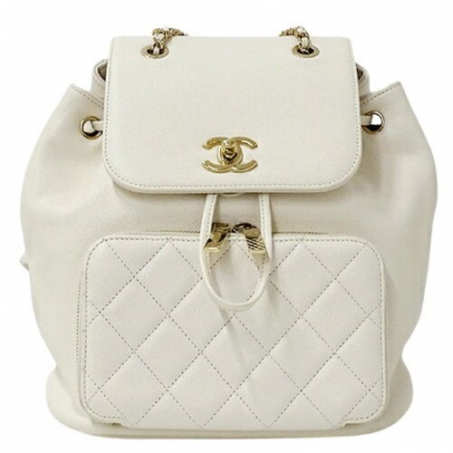 Pre-owned Chanel Leather Backpack In White