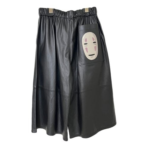 Pre-owned Loewe Leather Trousers In Black