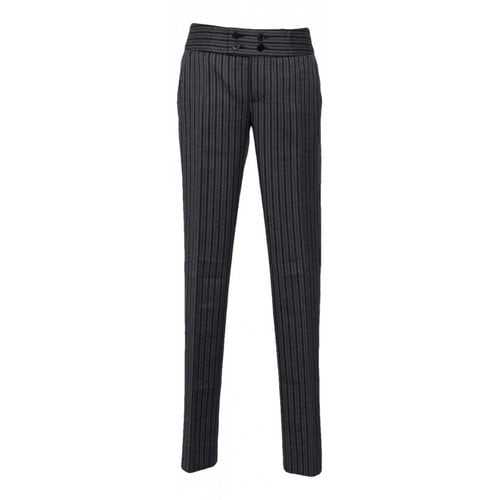 Pre-owned Chloé Wool Straight Pants In Grey