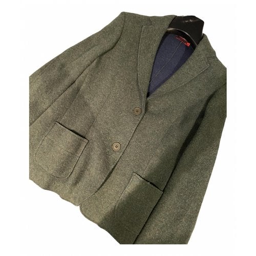 Pre-owned Gallo Wool Short Vest In Green