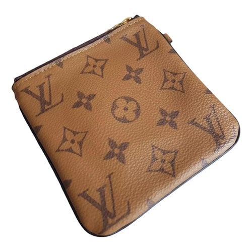 Pre-owned Louis Vuitton Trio Pouch Cloth Clutch Bag In Brown