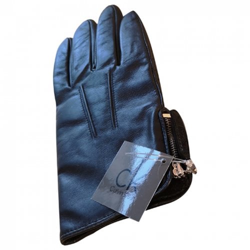 Pre-owned Calvin Klein Leather Gloves In Black