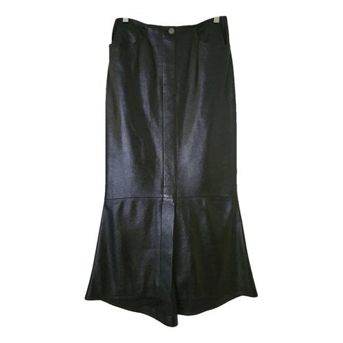Pre-owned Chanel Leather Maxi Skirt In Black