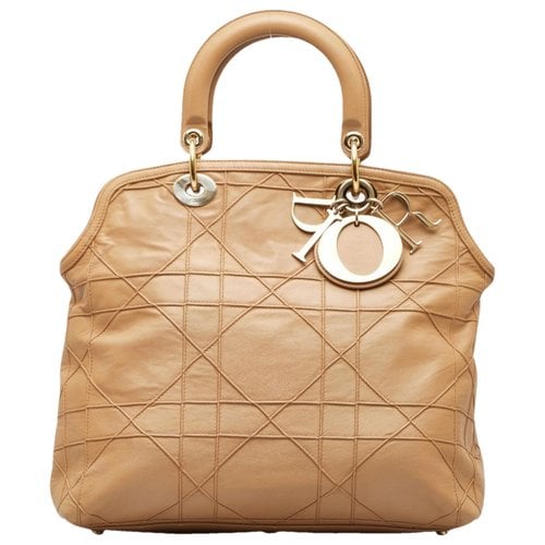 Pre-owned Dior Granville Leather Handbag In Ecru