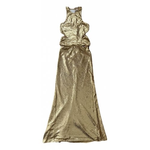 Pre-owned Patrizia Pepe Glitter Maxi Dress In Gold