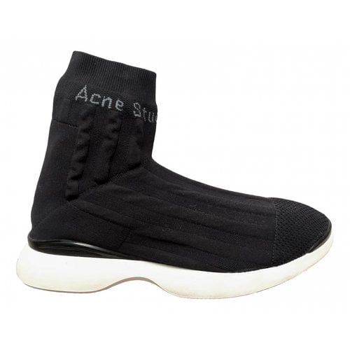 Pre-owned Acne Studios Cloth High Trainers In Black